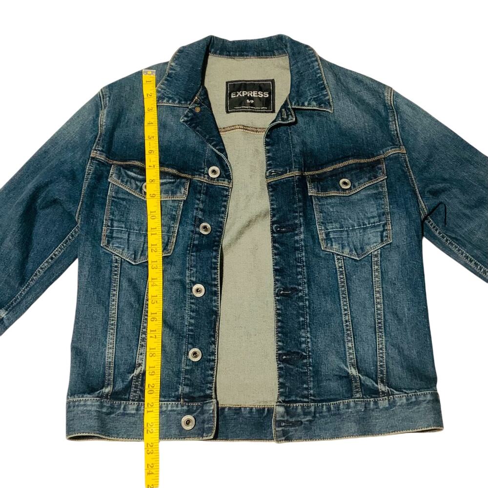 EXPRESS Jean Jacket Size S Blue Boho CottageCore Classic Casual Western - Picture 4 of 7